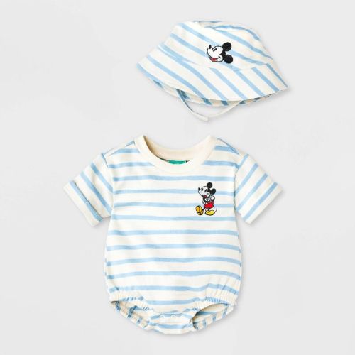 Baby Boys' 2pc Disney Mickey Mouse Romper & Hat Set - Blue 18M