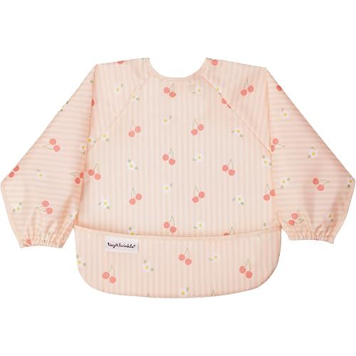 Tiny Twinkle Long Sleeve Bib for Babies & Toddlers | Waterproof Smock Bib for Eating | Machine Washable & Mess-Proof Feeding Essentials | Newborn Shower Gift (Cherry Coquette, 6–24M)