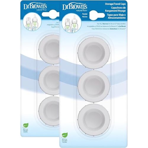 Dr. Brown's Replacement Travel Caps for Dr. Brown's Original, Options, and Options+ Baby Bottles, 3 Count (Pack of 2)