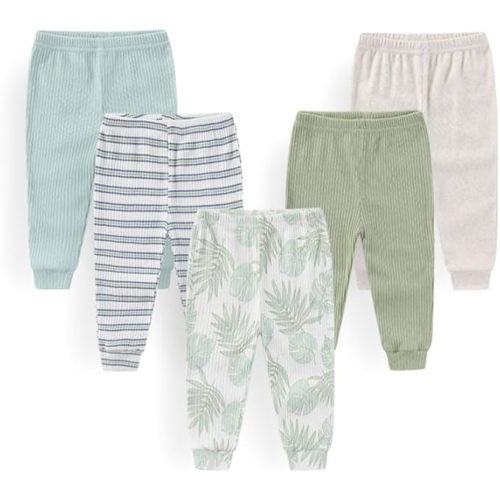 Unisex Baby Boy Girl Pants Sets Cotton Soft Infants Bottoms Casual 5 Pack 0-12 Month Babies' Leggings
