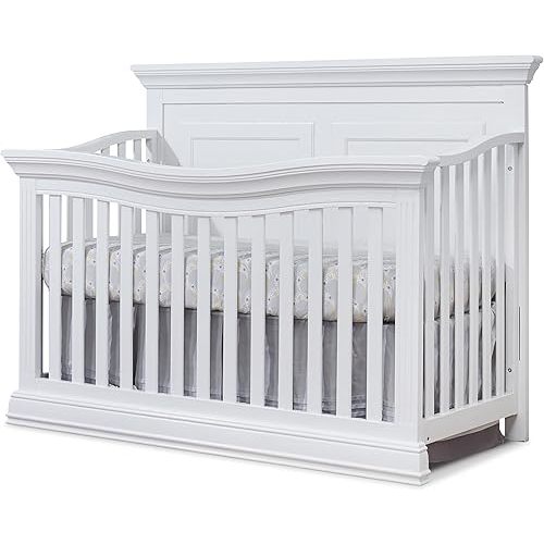 Sorelle Furniture Paxton Crib, Classic 4-In-1 Convertible Crib, Made of Wood, Non-Toxic Finish, Wooden Baby Bed, Toddler Bed, Child’s Daybed and Full-Size Bed, Nursery Furniture - White