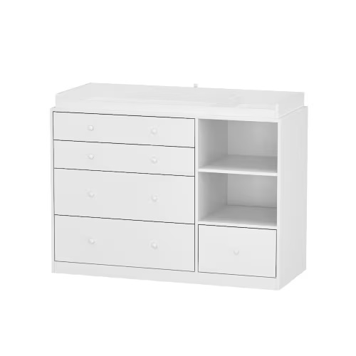 FUFU&GAGA White 5-Drawer Baby Dresser, Wood Vanity Table with Shelf, Changing Table for Be... | The Home Depot Canada