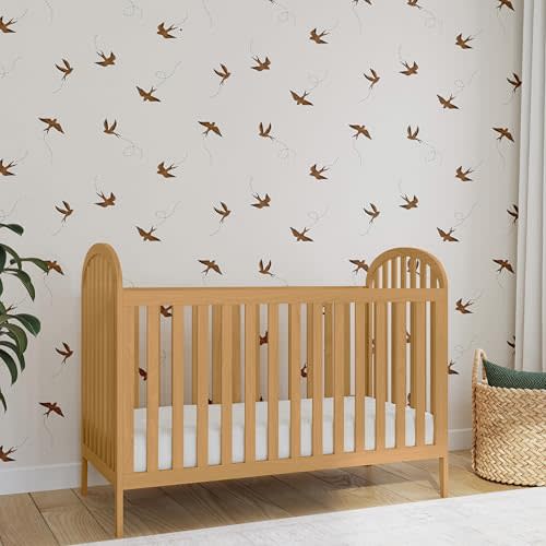 Davinci Beau 3-in-1 Convertible Baby Crib - GREENGUARD Gold Certified Crib- Convertible Crib to Toddler Bed and Daybed - Baby Bed w/ 4 Adjustable Heights - Wooden Crib - Honey