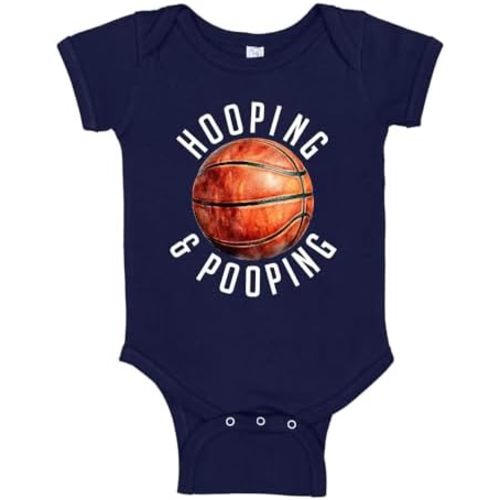 Funny Basketball Baby Bodysuit One Piece Or Toddler T-Shirt Hooping and Pooping Bball Baby Gift
