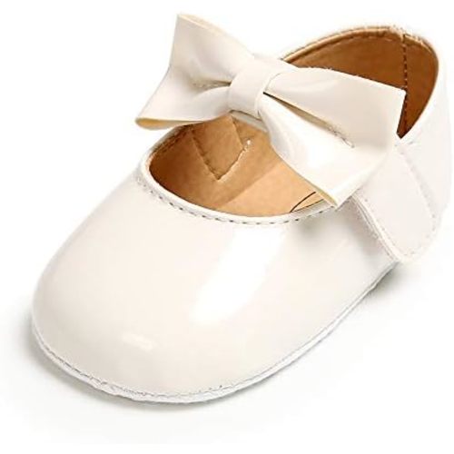 SOFMUO Baby Girls Mary Jane Flats with Bowknot Ballet Slippers Toddler First Walkers Infant Princess Wedding Christmas Dress Shoes