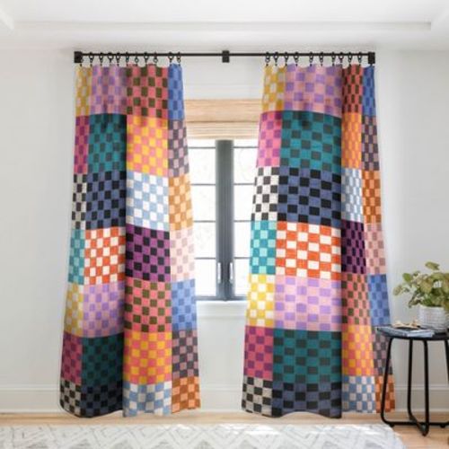 Schatzi Brown Alice Check Multi 84" x 50" Single Panel Sheer Window Curtain - Deny Designs