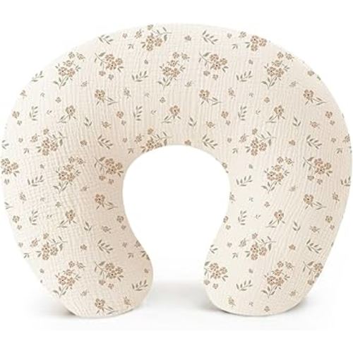 Konssy Muslin Nursing Pillow Covers, 100% Cotton Soft & Adorable Covers for Breastfeeding Pillows, Slipcovers for Newborn Baby Boys & Girls