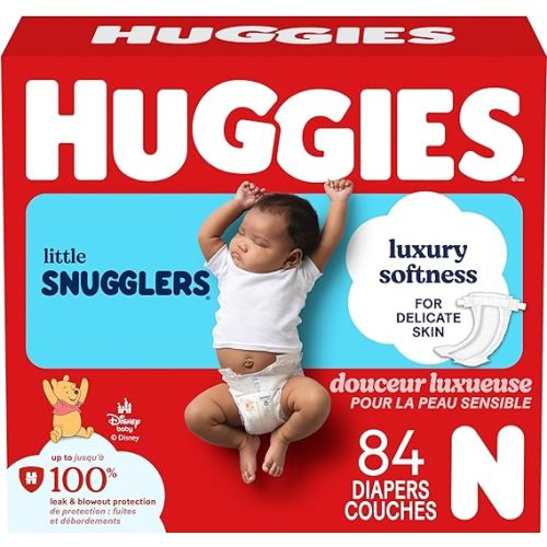 HUGGIES Newborn Diapers - HUGGIES Little Snugglers Disposable Baby Diapers, 84ct, Giga Pack