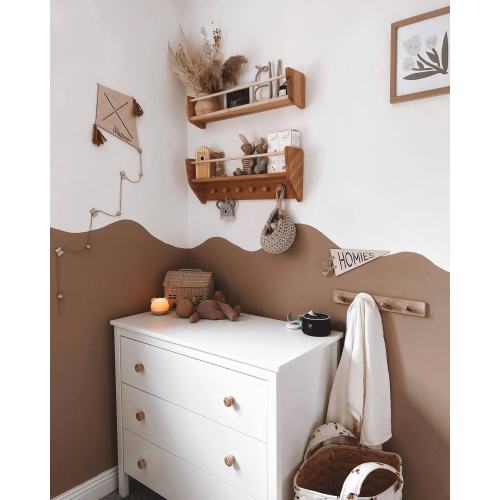 Kids Room Shelf with Hooks Nursery Shelves, Nursery Decor Art, Montessori Baby, Babyroom Decoration, Gift for Child, Kids Wall Bookshelf