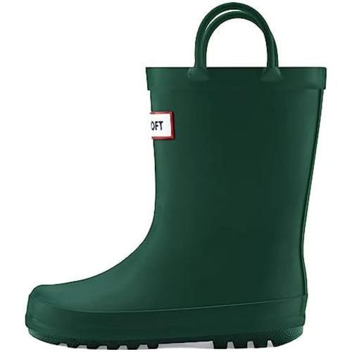 mysoft Kids Rain Boots for Girls Boys Toddler Waterproof Rubber Cute Printed with Easy-On Handles