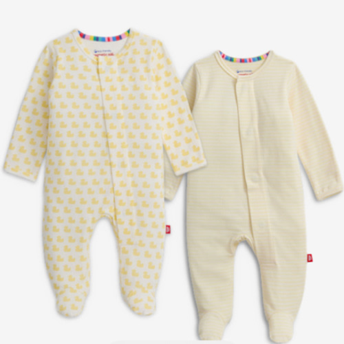 Magnetic Me Organic Cotton Magnetic Footie 2 Pack Bundle - Blue Assorted, Newborn