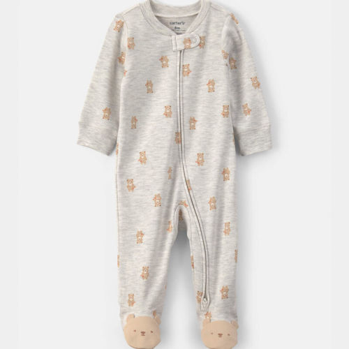 Baby Teddy Bear Cotton 2-Way Zip Sleeper - Grey | Carter’s Oshkosh Canada
