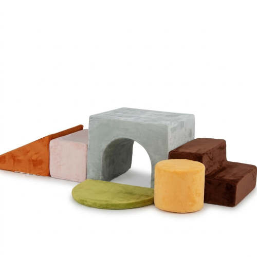 6 Pieces Foam Climbing Blocks for Kids with Slide and Tunnel