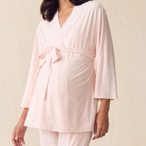 LAKE | Women | DreamModal Pajamas | English Rose Pencil Stripe Maternity Kimono Bundle