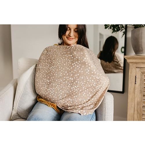 Copper Pearl Nursing Cover for Breastfeeding – Multi-Use Baby Car Seat Cover, Stroller Cover & Breast Feeding Cover Up for Women, Stretchy Breathable High Quality Cover for Boy or Girl, Fawn