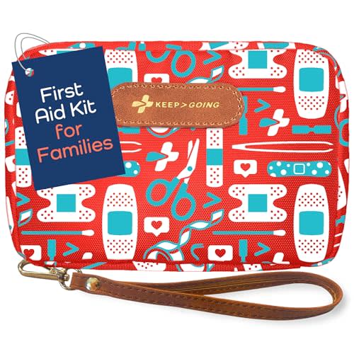 KeepGoing Travel First Aid Kit for Kids – 130 Pc. for Car, Home, Purse, Diaper Bag & Backpack with Latex-Free Bandages - Mini First Aid Kit Travel Size TSA-Approved