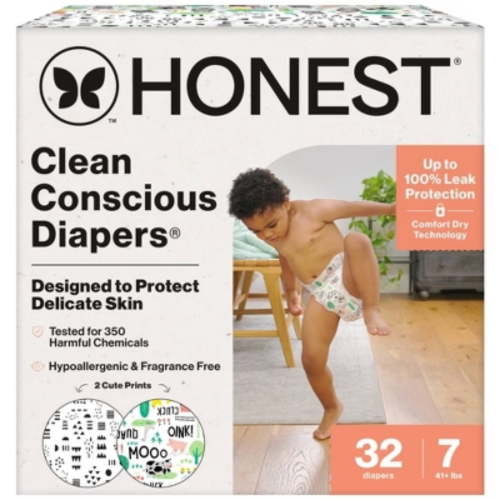 Clean Conscious Disposable Diapers - Super-absorbent, Eco-friendly, Soft, Improved Fit, Leak Protection