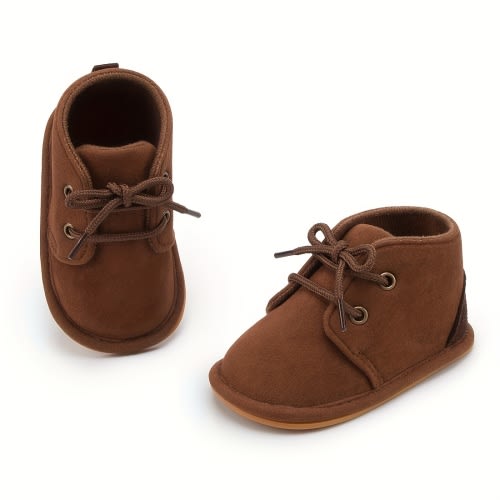 Infant Baby Boys Booties Newborn Cozy Fleece Warm Winter Boots Toddler Lace Up First Walking Shoes