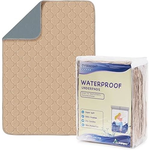 Alsunny Hospital Grade Incontinence Pads - 36x52 Waterproof & Washable, Heavy Absorbency, Non-Slip for Elderly & Pets (4 Pack) Hide Stains Adult Bed Protector