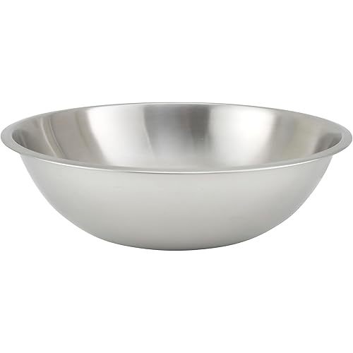 Winco 20 Quart Heavy-Duty Stainless Steel Mixing Bowl, Shallow
