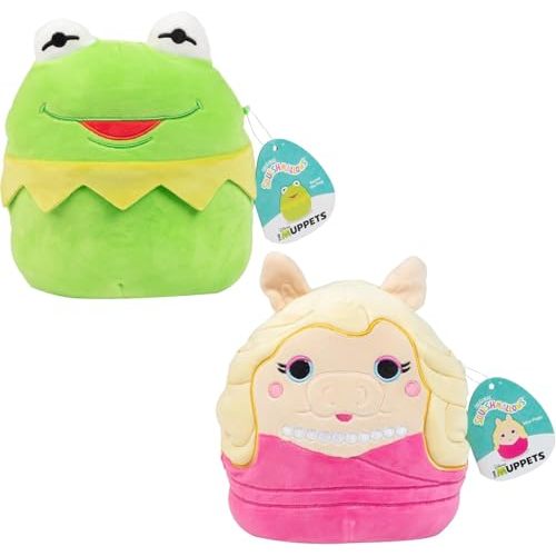 Squishmallows Original 8-Inch The Muppets Show Kermit & Miss Piggy (2 Pack) Official Jazwares Disney Plush - Collectible Soft & Squishy Stuffed Animal Toy - Gift for Kids, Girls & Boys