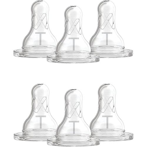 Dr. Brown’s Natural Flow Level T Narrow Baby Bottle Silicone Nipple, Slower Flow, 0m+, 100% Silicone Bottle Nipple, 6-Pack