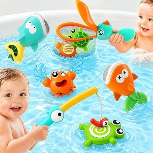 iPlay, iLearn Baby Fishing Bath Toy, Toddler Bathtub Magnetic Fishing Game