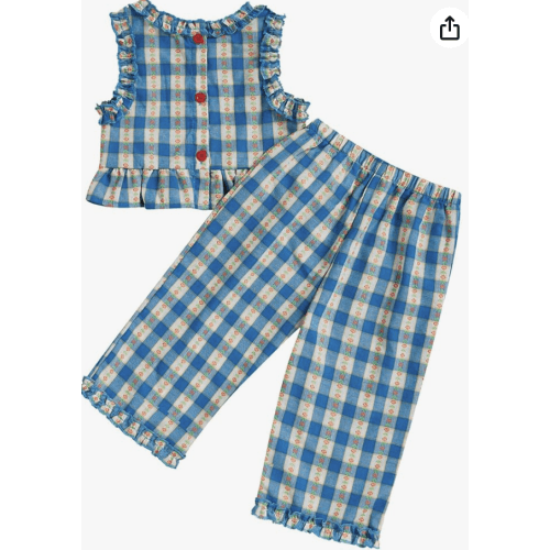 TheFound Toddler Baby Girl Clothes Newborn Floral Plaid Frill Trim Ruffle Tank Top Elastic Waist Pants Newborn Summer Outfit