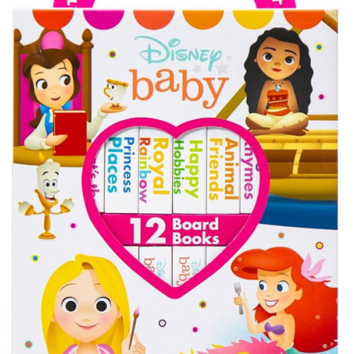 Disney Baby Princess Cinderella, Belle, Ariel, and More! - My First Library Board Book Block 12 Book Set - First Words, Colors, Numbers, and More! - PI Kids