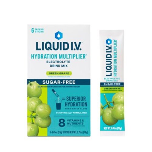Liquid I.V.® Green Grape Sugar-Free Hydration Multiplier® Powdered Electrolyte Drink Mix, 6 Count Packets