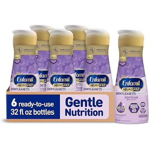 Enfamil NeuroPro Gentlease Ready-to-Feed with Smaller Proteins for Easy Digestion,Brain Supporting DHA, HuMO6* Blend, Baby Formula for easing Fussiness, Gas, Spit-up in 24hrs, 2 Fl Oz (6 ct), 4 Pack