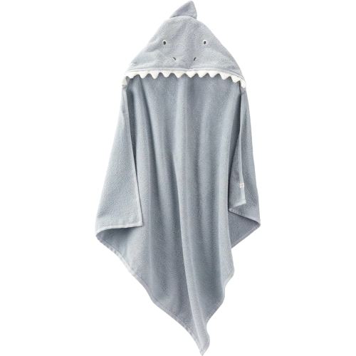 Little Planet by Carter's Unisex-Baby Organic Cotton Towel, Shark/Galaxy Grey, OSZ