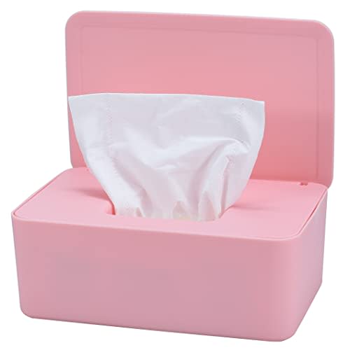 Diaper Wipes Dispenser, Baby Wipes Case, Baby Wipe Holder Keeps Diaper Wipes Fresh, Wipe Container with Non-Slip Feet (Pink)