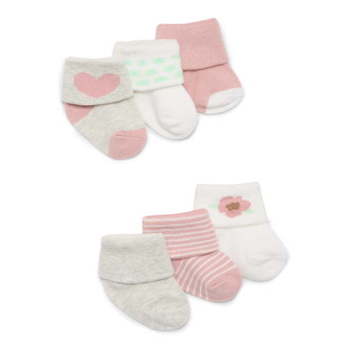 Carter's Child of Mine Newborn Girls Folded Cuff Socks, 6-Pack, 0-6M
