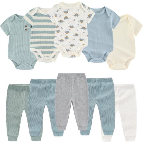 Baby Bodysuit and Pant Set 10 Pack Cotton Newborn Baby Boy Girl Clothes Outfits