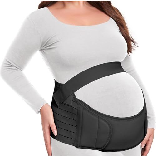 MAMODY Pregnancy Belly Support Band Maternity Belt Back Support Belly Bands for Pregnant Women Lightweight Belly Band Back Brace (Black, Large)