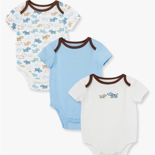 Little Me Clothes for Baby 3-Pack 100% Cotton Scratch Free Tag Bodysuits, Newborn to 9 Months
