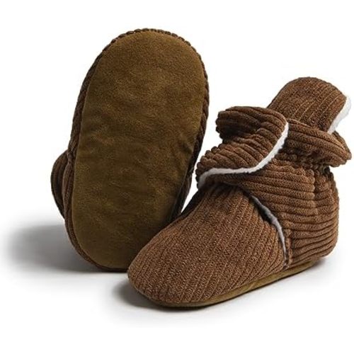 CENCIRILY Baby Unisex Booties Warm Fleece Winter Stay On Infant Slipper Socks Boys Girls Soft Non Slip Sole Newborn First Walkers Ankle Crib Shoes