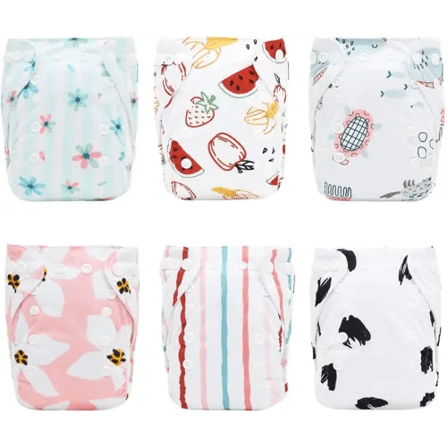 ALVABABY Newborn Cloth Diapers,Reusable Nappy for Preemie,6pcs Diaper Covers with 12 Newborn Diaper Inserts, Less Than 12pounds Baby 6SVB117