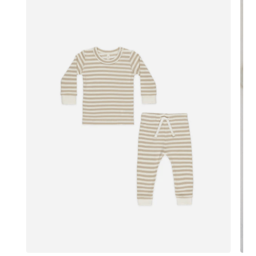 Waffle Top + Pant Set || Oat Stripe – Quincy Mae