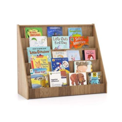 5 Tier Kids Bookshelf with Anti-Tipping Device Kids-friendly Height for Bedroom
