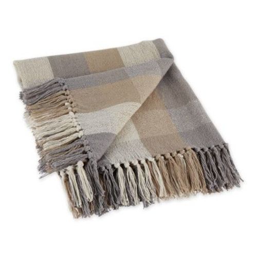Design Imports Stone Tri Color Check Throw