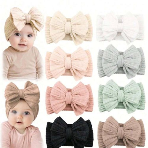 8pcs Handmade Baby Headbands Soft Stretchy Nylon Hair Bands With Bows For Newborn Infant Baby Toddler | SHEIN USA