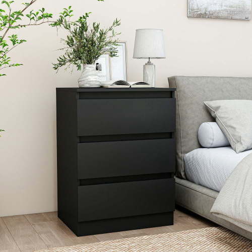 Kadyn 18.11" 3-Drawer Nightstand with Smooth Rolling Slides - Modern Minimalist Side Table with Spacious Storage, for Bedroom, Living Room & Small Spaces, Black