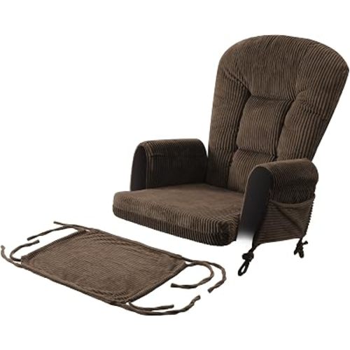 Boshen 5PCS Glider Rocker Replacement Cushions with Storage Side Pockets, Thickened 3.5IN Seat & Supportive Striped Plush Rocking Chair Cushion Set with Ottoman Cover for Indoor Nursery, Brown