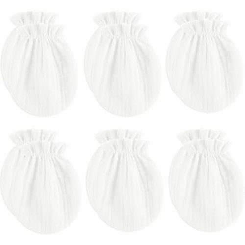 Newborn Mittens No Scratch 100% Cotton Mitts Boy Girl baby mittens 0-6 months 6 Pack