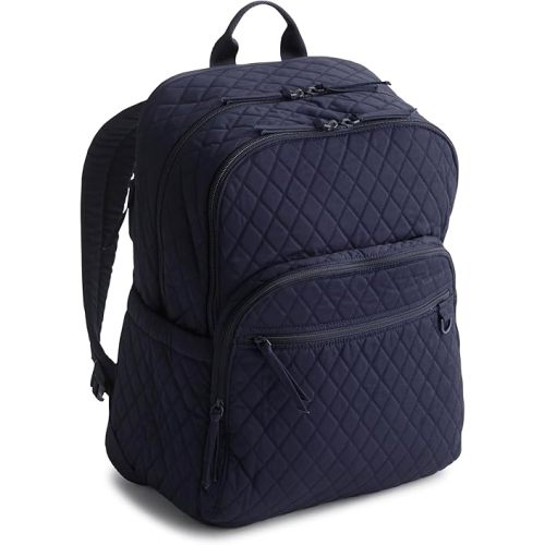 Vera Bradley Women's Premium Cotton Large Bancroft Backpack, Peacoat, One Size