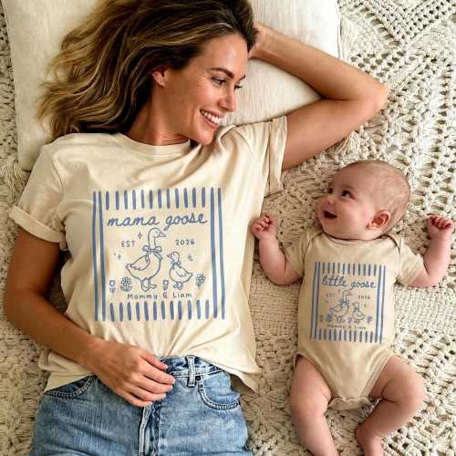 Custom Mama Mini Goose Matching Shirts, Silly Goose Mommy and Me Outfits, Mother's Day Gift from Baby
