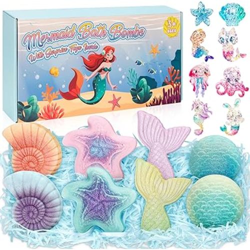 Bath Bombs for Girls,6 Packs Unicorn Donut Bubble Bath Bathbombs with Surprise Toys Inside, Bath Toys for Kids Age 4-8, Birthday Christmas Basket Stuffer Gifts for Girls 3 4 5 6 7 8