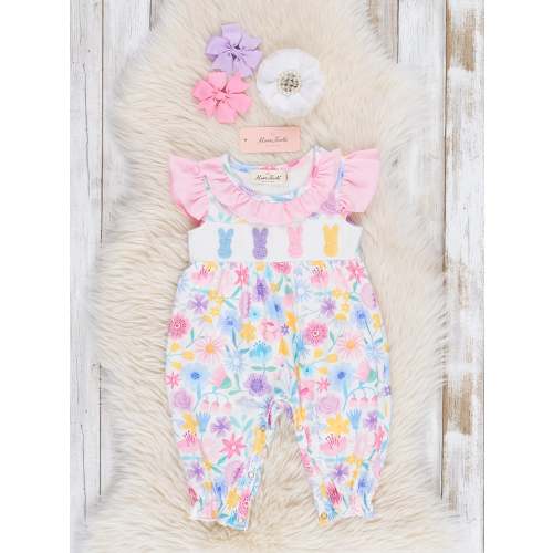 Bunny Garden Embroidered Ruffle Romper